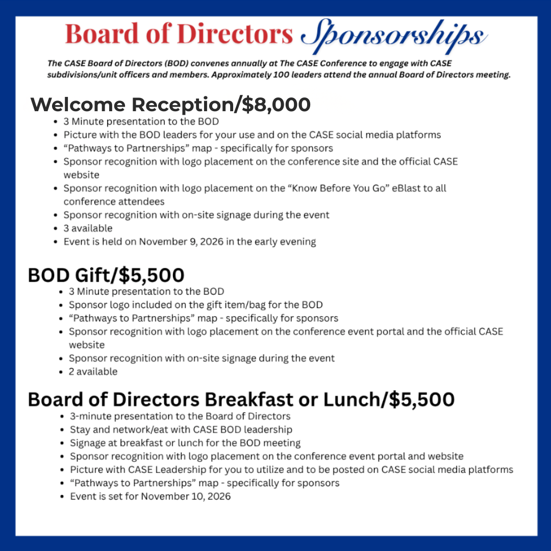 Board of Directors Sponsorships Board of Directors Sponsorships