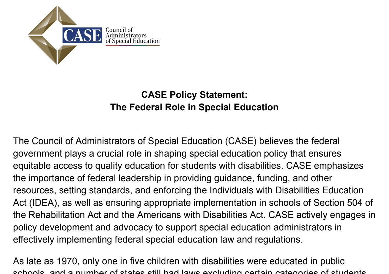 Federal Role in Special Education